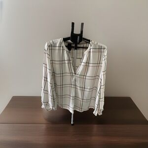 Loft Women's Large Blouse Cream With Black Gold Stripes